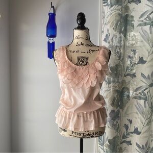 y2k sheer pink embellished sleeveless blouse - size small